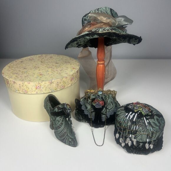 Miniature Mini Putting On The Ritz 2000 Hat Shoe Handbag & Ring Box Set Of 4 - Picture 1 of 12